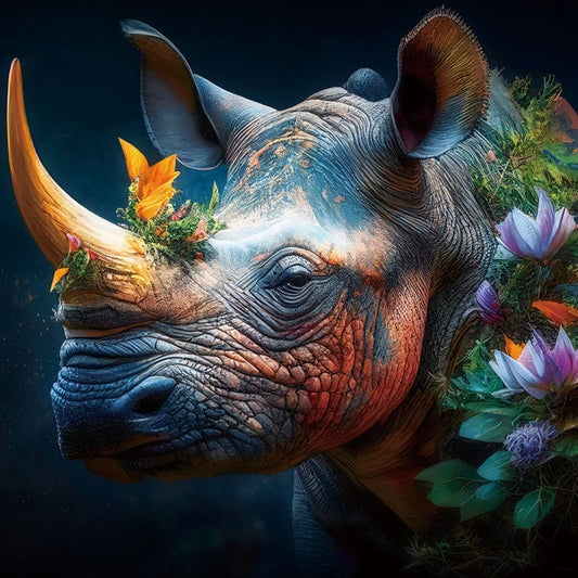 Rhinoceros Tempered Glass Wall Art