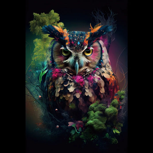 Owl of the night Glass Wall Art